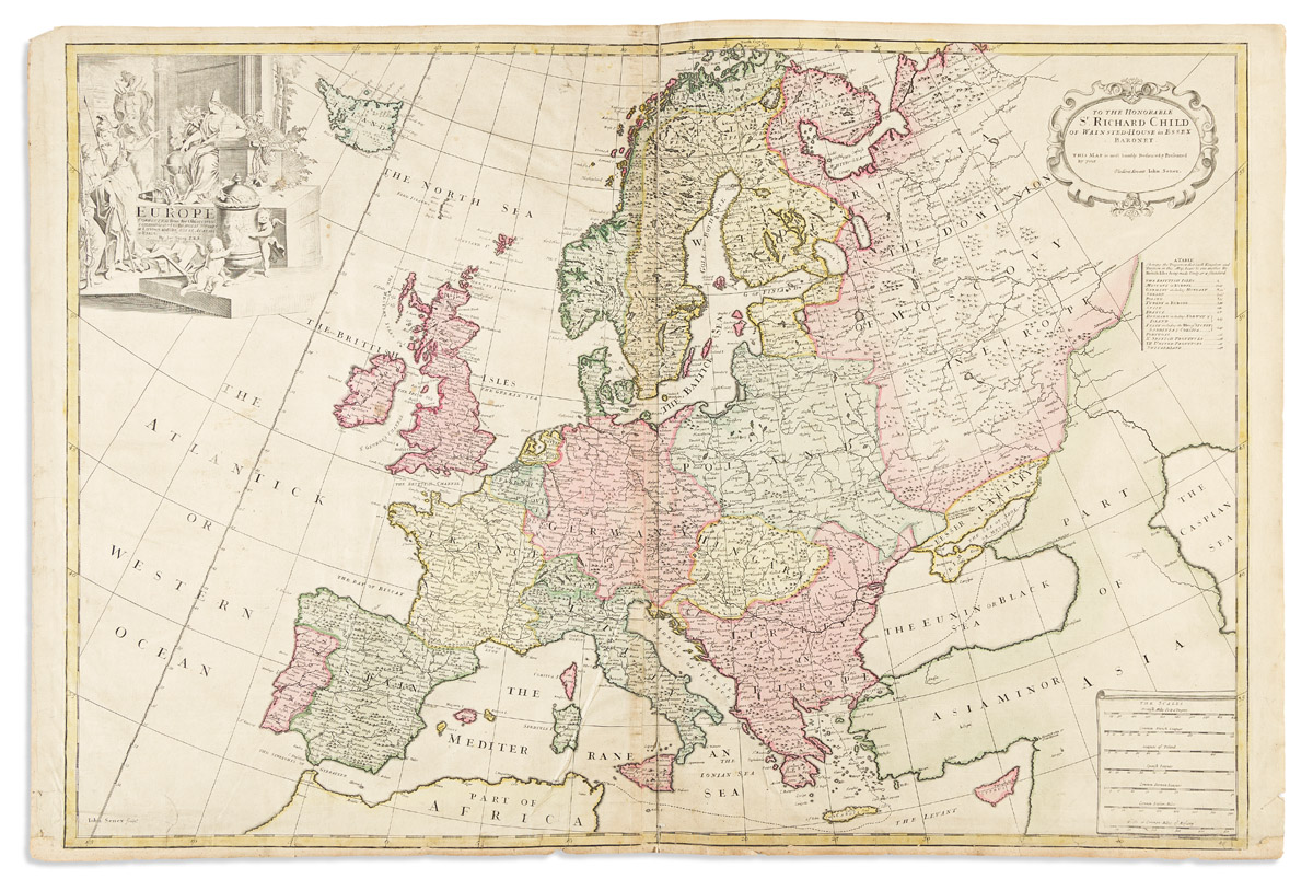 SENEX, JOHN. Group of 25 full-sheet and double-page engraved maps in fine original hand-color.